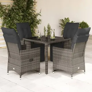 Eleganten-Stil Gartenmöbel Set Balkonmöbel-Set 5-tlg. Garten-Bistro-Set mit Kissen Grau Poly Rattan - Gartenmöbelgarnituren Hommie7242044 3parcel - Grau