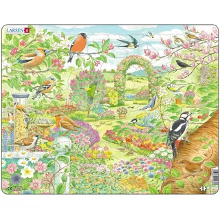 Larsen FH37 Bunte Blumen und Vögel in einem schönen Garten, 60 Stück Rahmenpuzzles Jigsaw Puzzle