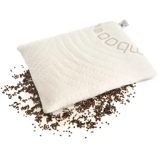 NATURECA Buchweizenkissen Nackenkissen Buchweizen Kopfkissen nackenschmerzen, Seitenschläferkissen mit Bambus Kissenbezüge, Buchweizenschalen nackenstützkissen orthopädisches Kissen (30x40 cm)