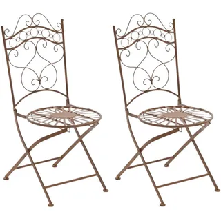 CLP Gartenklappstuhl 2er Set Metall antik braun , Braun , 40x92x50 cm , Gartenmöbel, Gartensessel, Gartenklappstühle