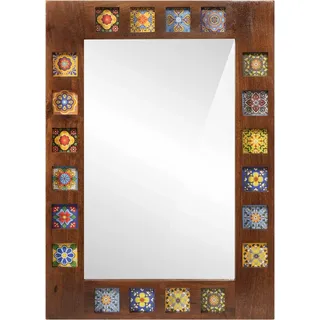 vidaXL Badezimmer Spiegel Walnuss 50 x 70 x 3 cm Massivholz Mango - Weiß