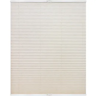 Lichtblick Plissee Blickdicht ohne Bohren Natur 70 cm x 130 cm (B x L) | Plissee Klemmfix, verspannt, lichtdurchlässig, Uni, mit eleganter Crushed Optik, Montage ohne Bohren, Mit Lichtfilter