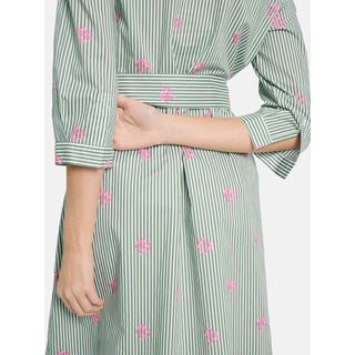 Hemdblusenkleid LIEBLINGSSTÜCK "RolaL", Damen, Gr. 36, N-Gr, garden grün, Web, Obermaterial: 100% Baumwolle, bedruckt, gestreift, Midi, Ärmel mit Ärmelschlitz, Kleider Hemdblusenkleid, in Midi-Länge, kontrastfarbene Details