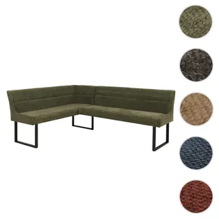Eckbank HWC-O81, Esszimmerbank Bank, Öko-Tex (310g/m2) Chenille Stoff/Textil Metall 159x210cm ~ grün