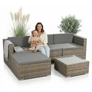 Mucola 55551, Grau, Polyrattan, Polyester, Draußen, 90 cm, 50 cm, 33 cm - Grau