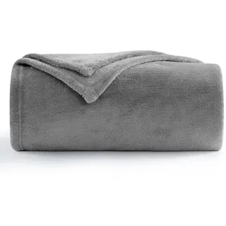 Aisbo Kuscheldecke Flauschig Decke Grau - Fleecedecke Warme Sofa Decke für Winter, Kuschlige Wohndecke Hellgrau Kinder Weich als Wohnzimmer, Blanket 130x150 cm Klein Couchdecke