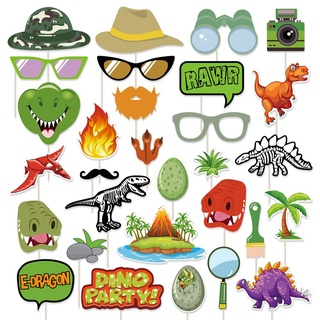 Losuya 30pcs Dinosaurier Foto Stand Requisiten Geburtstag Thema Dekoration Dinosaurier Party Supplies