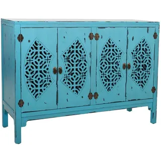 Wanderlust Sideboard aus Holz 120x40x87 cm , Blau , 120x86.5x40 cm , Kleinmöbel, Kommoden, Sideboards