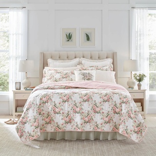 Laura Ashley - Kingsize-Bettwäsche-Set, Baumwolle, wendbar, für alle Jahreszeiten, Landhaus, Heimdekoration (Joyce Pink, Kingsize)