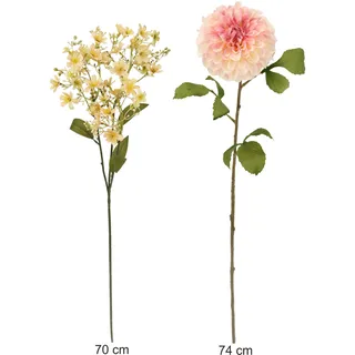 I.GE.A. Kunstblume "Stielblumen-Sortiment Dahlie Blütenzweig" Zweig Seidenblume Einzelblume Herbstliche Künstliche Blumen Dekoblumen, hellrosa