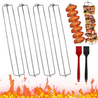 4 Stück Hähnchenschenkel Halter für Grill, Spareribs Halter, Rippchenhalter, Grillgabel, Chicken Wings Picknick Camping Grillen Schaschlikspieße Edelstahl