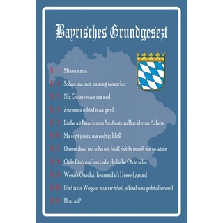 Schatzmix Spruch Bayrisches Grundgesetz Metallschild Wanddeko 20x30 cm tin Sign Blechschild, Blech, Mehrfarbig