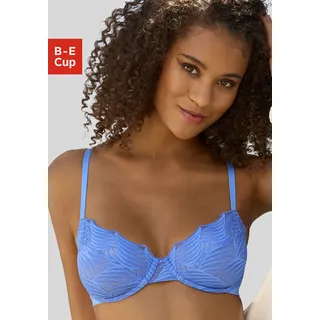 Bügel-BH LASCANA "Marla", Damen, Gr. 75, Cup C, blau, Spitze, Obermaterial: 90% Polyamid, 10% Elasthan, BHs Bügel-BH, aus extravaganter Spitze, Dessous