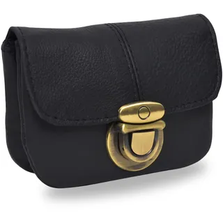 Gusti Bauchtasche Leder Damen Herren – Gürteltasche Schwarz für Reisen, Festival, Alltag – Vintage Hüfttasche mit Portemonnaie-Fach und zeitlosem Design