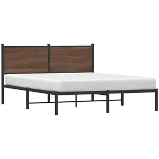 vidaXL Metallbett ohne Matratze Braun Eichen-Optik 140x200 cm - Braun