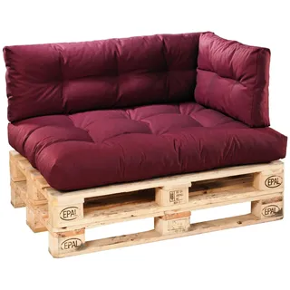 Bodyprotect 3-teilig Set Sitzkissen, Rückenlehne & Seitenkissen, Rot | Palettenkissen, Paletten Kissen Indoor & Outdoor aus hochwertigem Möbelstoff Loungekissen Gartenmöbel, Made in EU, OEKO-TEX
