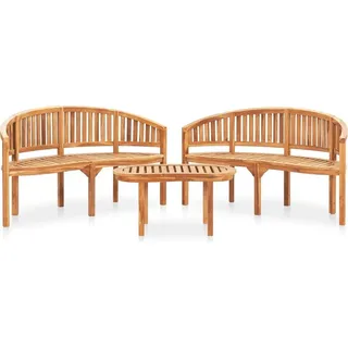 3-tlg. Garten-Lounge-Set Massivholz Teak - Braun, Bunt