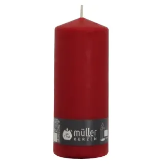 Müller Kerzen Stumpenkerze, karminrot, Hochwertige Stumpenkerze mit gleichmäßigen Abbrand, 1 Packung = 4 Stück, (Ø x H): 78 x 200 mm