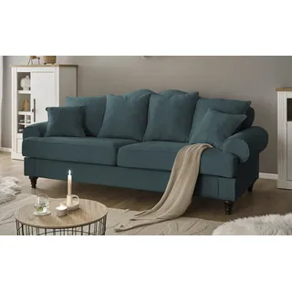 Sofa "Adelina" in blaugrün Landhaus Couch 3,5-Sitzer 230 cm - Grün