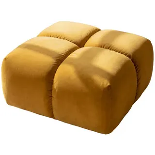 Kaiser Möbel Hocker, Pouf, Veloursstoff Bluvel, Golden, Averro , Gelb , Holz , 88x42x88 cm , Wohnzimmer, Sessel, Hocker & Hockerbänke, Sitzhocker