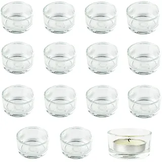 Teelichtgläser. 15Stück Glas teelichthalter Klein, Kerzenhalter, 4.5cm Dm Kerzengläser, Teelichter Glas, Gläser für Kerzen, Kerzenglas für Hochzeit, Geburtstag, Party, Tischdeko