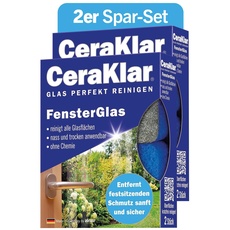 abrazo CeraKlar FensterGlas - 4 Glasreiniger, 2x2 Stk. - Scheibenreiniger f. kratzfreie, gründl. Scheibenreinigung, Glasreiniger Fenster & Echtglas