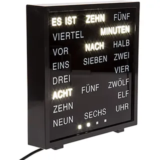 Out of the Blue 79/3263 - Uhr mit Wort Anzeige deutsch, ca. 16,5 x 16,5 cm aus Kunststoff, mit Adapter