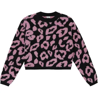 s.Oliver Junior Strickpullover mit Leo-Print, schwarz