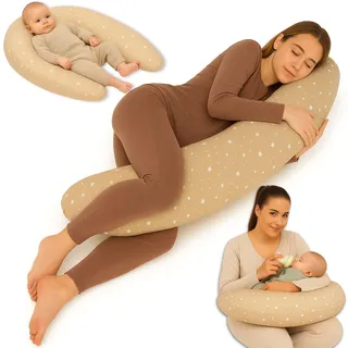 Totsy Baby Stillkissen XXL Schwangerschaftskissen 190 cm - Pregnancy Pillow Body Pillow Seitenschläferkissen Schlafkissen Lagerungskissen Kissen mit Bezug aus Baumwolle Oeko-Tex