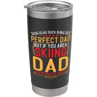 There's No Such Thing As A Perfect Dad Funny Skiing Dad Doppelwandiger Edelstahl-Thermobecher