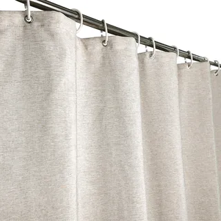YISURE Duschvorhang Beige 200x200 Leinenoptik Kunstleinen, schwer Badevorhang Textil Stoff Wasserabweisend Maschinenwaschbar, Breite 200 x Höhe 200cm