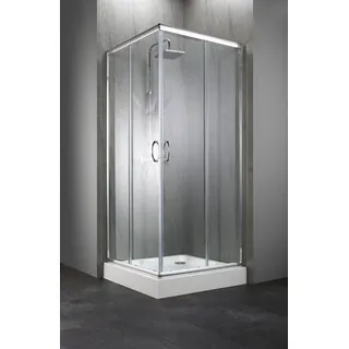 WELLTIME Summer Eckdusche mit Schiebetür rechts 80 x 190 cm grau Sicherheitsglas