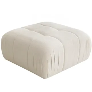 Atelier Del Sofa Stilvoller weißer Pouf, 89 x 43 x 89 cm, 100% Teddy-Stoff, Kunststoffbeine | Weiches und gemütliches Sitzmöbel für Moderne Wohn- und Schlafzimmer
