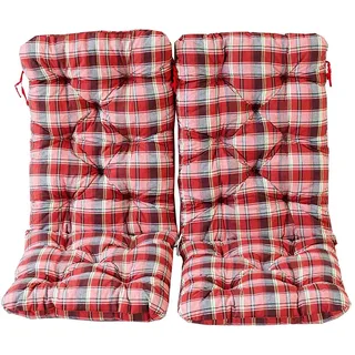 Ambientehome 2er Set Hochlehner Auflage Kissen Hanko Maxi, kariert rot, ca 120 x 50 x 8 cm, Rückenteil ca 70 cm, Polsterauflage