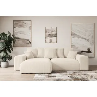 altdecor Ecksofa Cord mit Schlaffunktion 2-Sitzer Beige