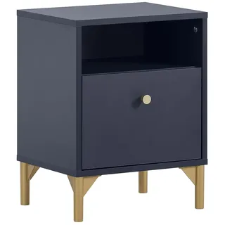 Schildmeyer Nachttisch Alfa 155474, Nachtblau/goldfarben, 40,3 x 33 x 53,2 cm