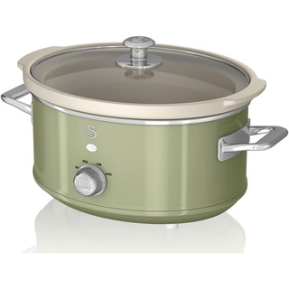 Swan Retro Slow Cooker 3,5L Antihaft-Keramisches PFOA- und PTFE-freies, Vintage, 200W