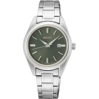 Seiko Damen Analog Quarz Uhr mit Edelstahl Armband SUR533P1, Silber