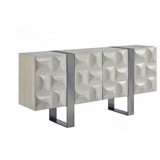 Kawola Sideboard Margo Grau Holz , Nachbildung , 3 Fächer , Rechteckig , 180x85x40 cm , Kleinmöbel, Kommoden, Sideboards