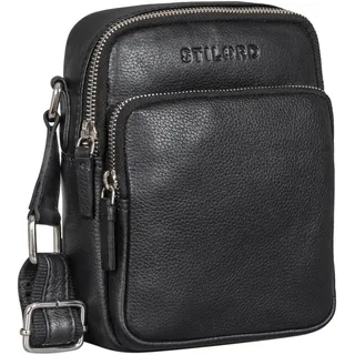 STILORD 'Maxi' Umhängetasche Herren Leder Kleine Crossbody Bag Elegante Schultertasche für Freizeit Outdoor Herrentasche aus hochwertigem Echtleder, Farbe:schwarz