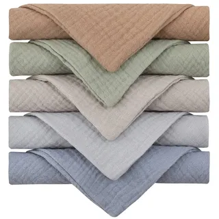 Reoyloep Musselin Tücher für Baby, 5-Pack Musselin Quadrate 23x23cm/9.06"x9.06" Baby Burp Tuch Baumwolle Gesichtstücher Super Soft