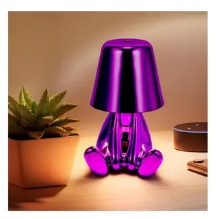 Nachttischlampe mit Touch Steuerung, Dekorative Thinker Statue LED Schreibtischlampe, USB Aufladung 3 Helligkeitsstufen Dimmbare TischlampePurple