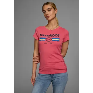 T-Shirt KANGAROOS, Damen, Gr. 40/42, lila (himbeere), Rippware, Obermaterial: 100% Baumwolle, sehr figurbetont hüftbedeckend, Rundhals, eingesetzt abgesteppte Kante, Shirts T-Shirt, Kurzarm, unifarben und bedruckt, Rundhalsausschnitt, Topseller