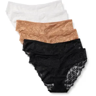 Amazon Essentials Damen Stretch-Höschen mit Galonspitze in den Ausführungen Bikini, Hipster, Tanga und High Waist, 6er Pack