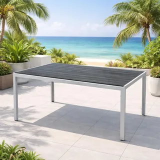 XL Non-Wood Gartentisch Outdoortisch Aluminium Silber / grau 180x90cm - Silber, Grau