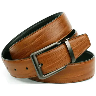 Ledergürtel ANTHONI CROWN, Herren, Gr. 85, braun (schwarz, braun), Leder, unifarben, Gürtel Ledergürtel, Klassischer Wendegürtel in cognac/schwarz