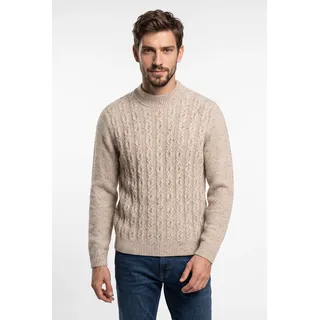 Strickpullover FYNCH-HATTON, Herren, Gr. 3XL, beige (winter whi), Strick, Obermaterial: 65% Wolle, 30% Nylon, 5% Alpaka, meliert, hüftbedeckend, Rundhals, Bündchen, Pullover Strickpullover, mit Zopfmuster