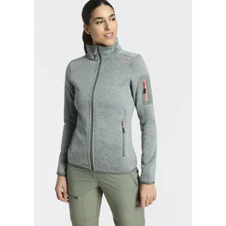 Strickfleecejacke CMP "KNITTED MELANGE FLEECE WOMAN JACKET", Damen, Gr. 48, avocado, pist, Strick, Obermaterial: 100% Polyester, normal, eingefasste Kante, Jacken Strickfleecejacke, Wärmeisolierend & Schnell trocknend & Atmungsaktiv, Übergangsjacke