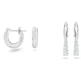 Swarovski Stone Kreolen, Klein, Weiß, Rhodiniert & Attract Trilogy Ohrringe, Weiss, Rhodiniert