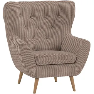 Stylife Ohrensessel , Braun , Textil , Eiche , massiv , Uni , 87x101x95 cm , Fußauswahl, Stoffauswahl, erweiterbar (Typenauswahl) , Wohnzimmer, Sessel, Ohrensessel